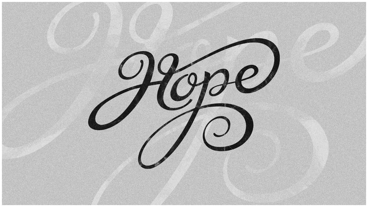 Lettering caligráfico de la palabra "Hope", de Andrés Hernández, profesor de Diseño Gráfico en TRAZOS