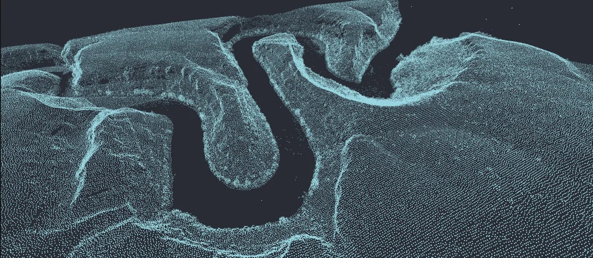 Visor 3D de nubes de puntos LiDAR desarrollado con Three.js y React por Hugo Muñoz de Morales, profesor de UX/UI/Web en TRAZOS