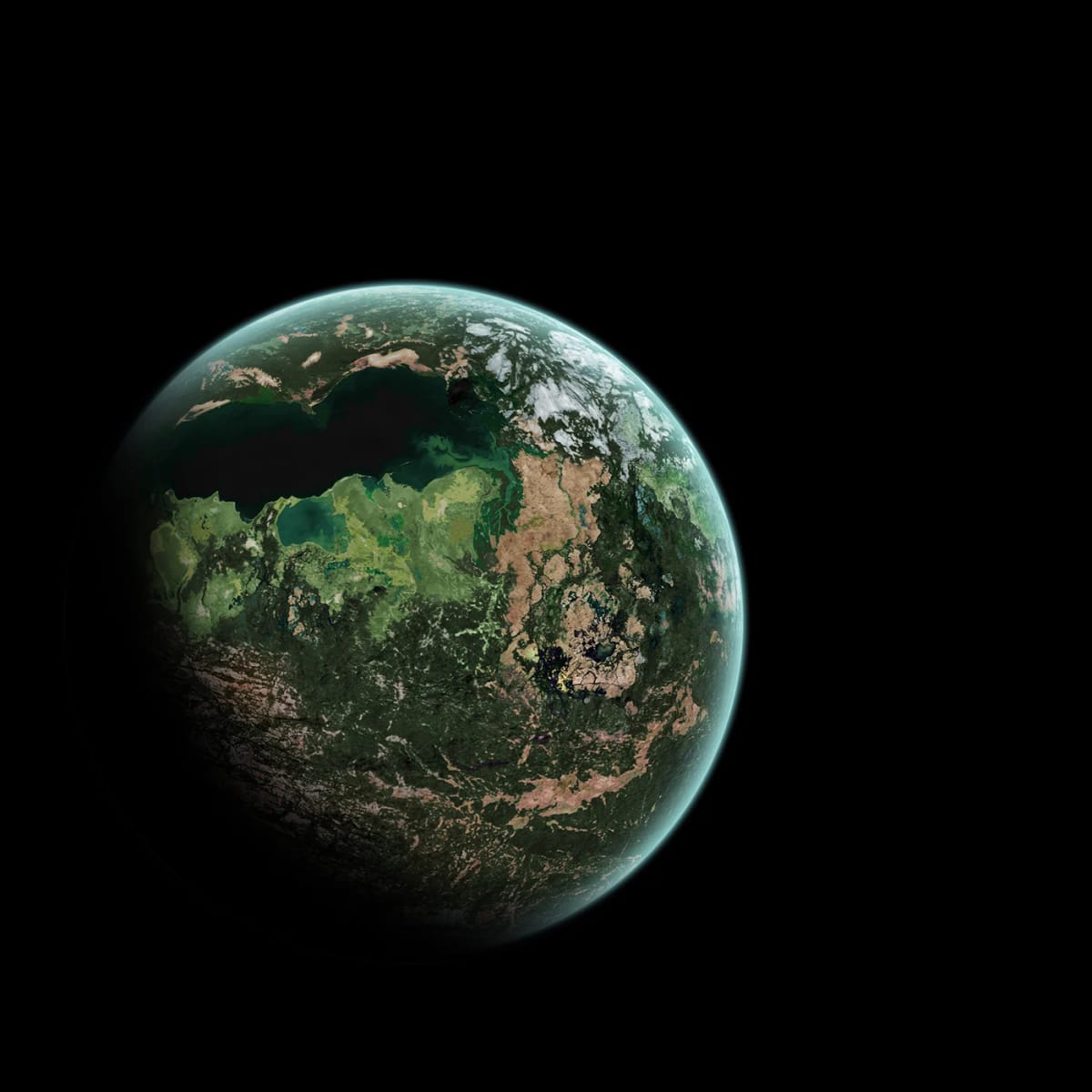 Matte painting de un planeta verde habitable, de Igor Yglesias, profesor de Concept Art e Ilustración en TRAZOS