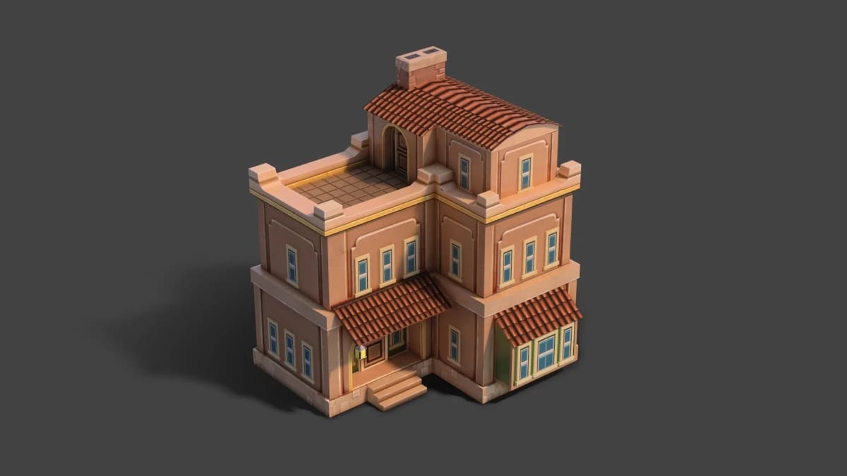 Modelado 3D estilizado de una casa mediterránea, de Sergio Santos, profesor de 3D y Videojuegos en TRAZOS