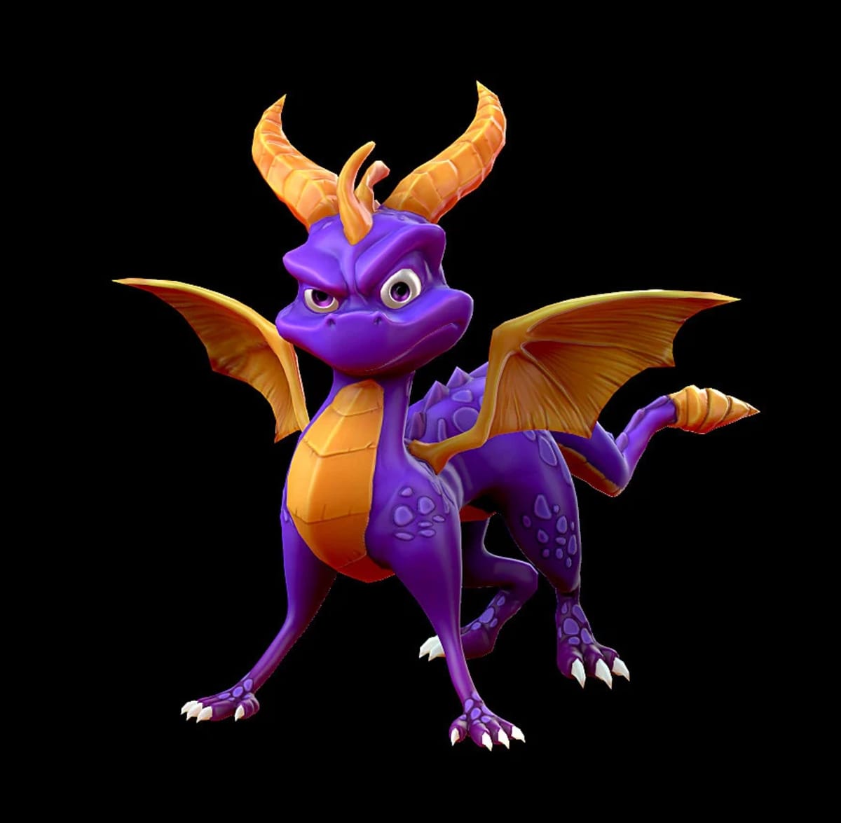 Modelado 3D estilizado de un dragón morado, de Sergio Santos, profesor de 3D y Videojuegos en TRAZOS