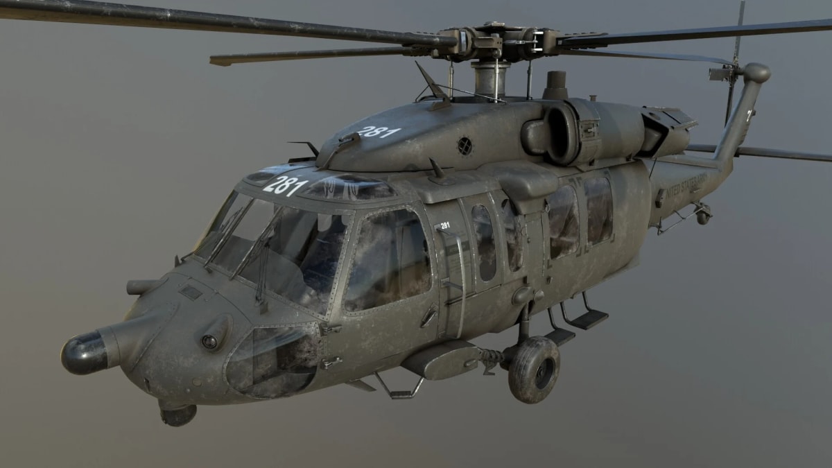 Modelado 3D de un helicóptero militar tipo Black Hawk, de Sergio Santos, profesor de 3D y Videojuegos en TRAZOS