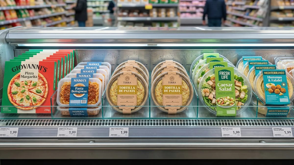 Lineal refrigerado con tortillas y platos preparados de la marca gourmet Terra, de Diseño Gráfico y Motion Graphics en TRAZOS