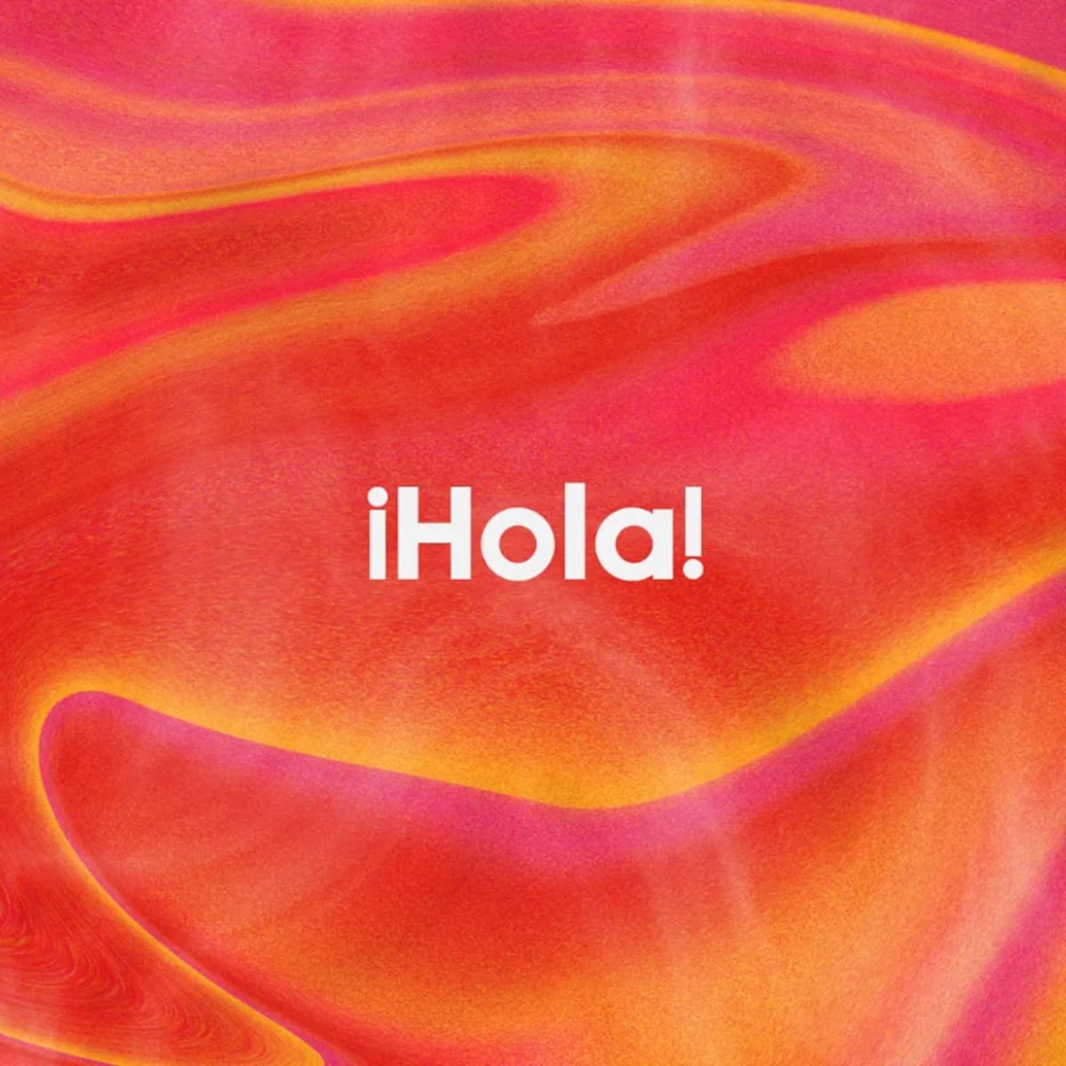 Fondo abstracto con gradiente de rojos y naranjas y el texto '¡Hola!' en tipografía limpia, de José Paredes, alumno de Diseño Gráfico y Motion Graphics en TRAZOS