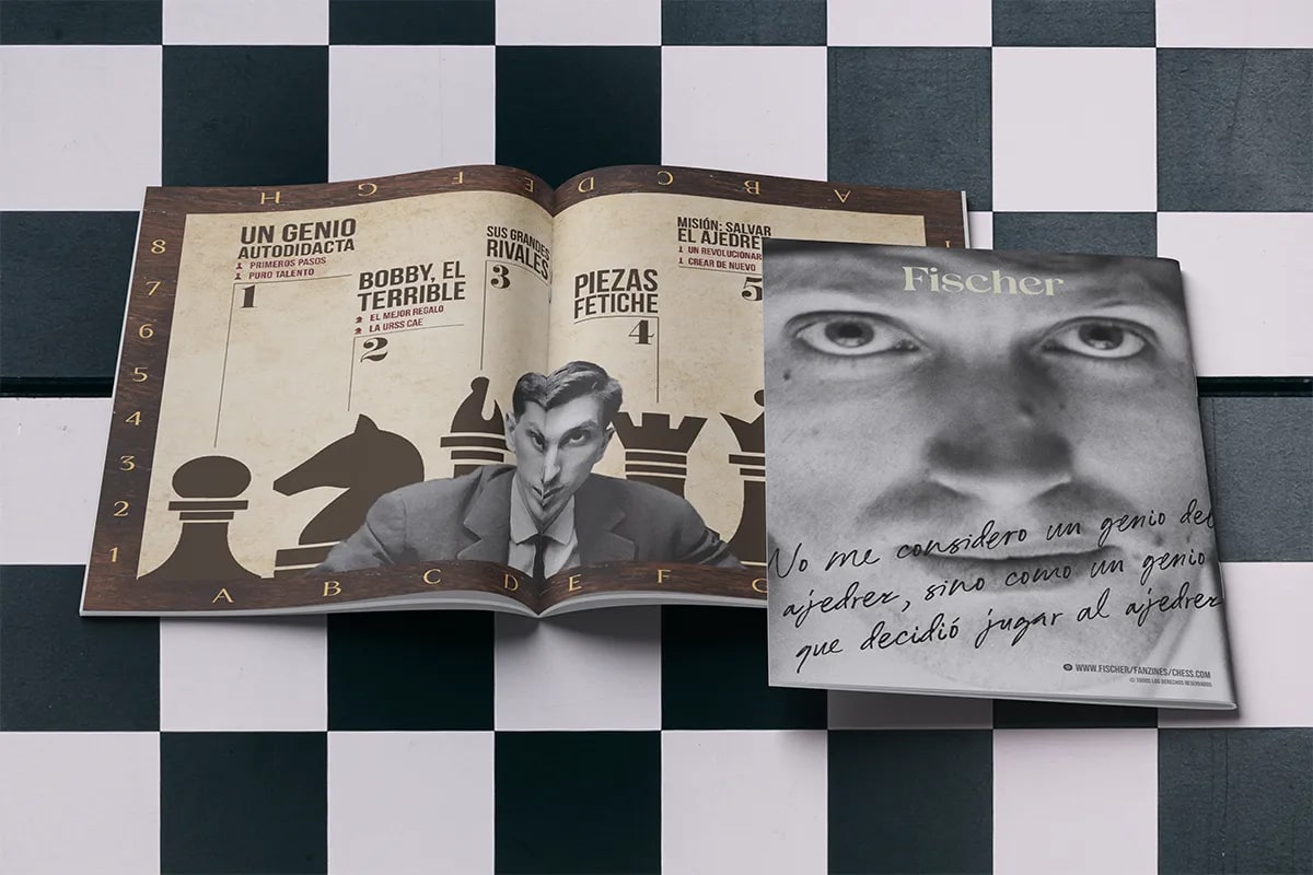 Doble página de la revista Fischer con el reportaje Un genio autodidacta, de Hugo Sánchez Herrero, alumno de Diseño Gráfico y Motion Graphics en TRAZOS