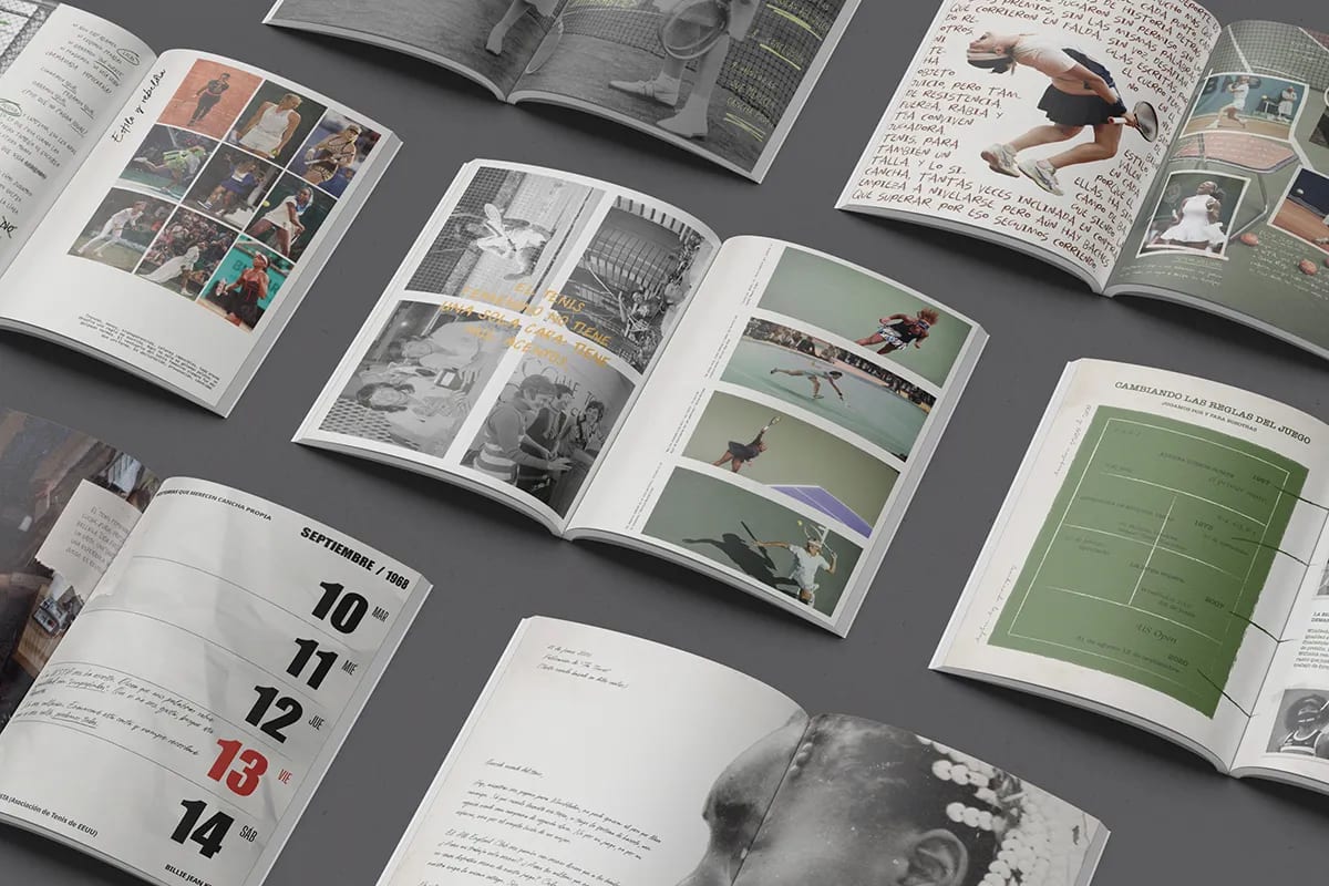 Varios ejemplares de la revista Calladita no se ganan sets abiertos por distintas páginas, de Maren Alberdi Hernández, alumna de Diseño Gráfico y Motion Graphics en TRAZOS