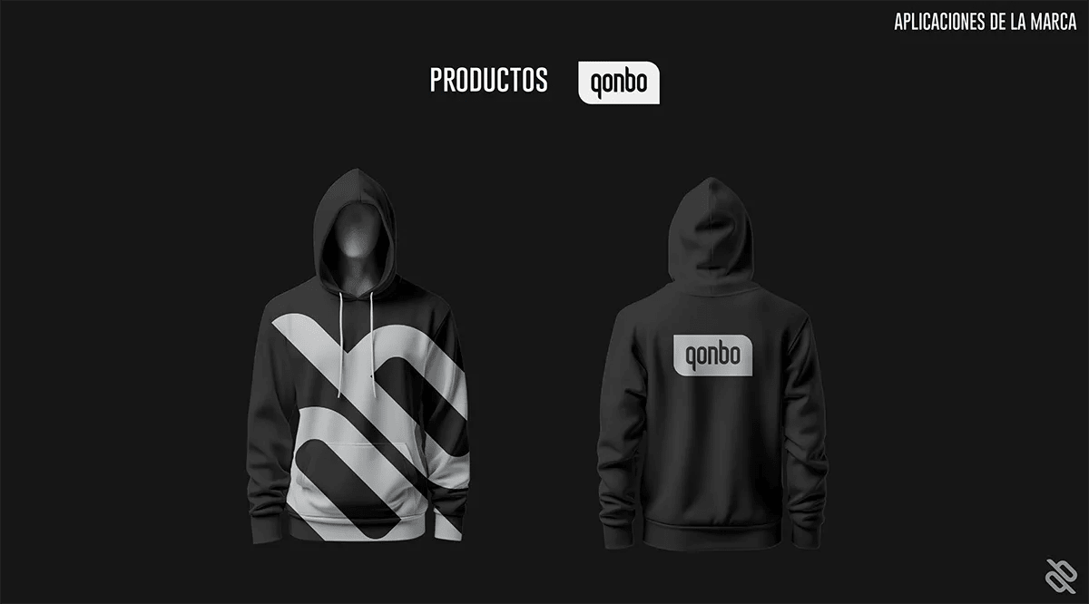 Mockups de sudaderas de la colección base qonbo con gráfica de gran formato, de Guillermo Gómez, alumno de Diseño Gráfico y Motion Graphics en TRAZOS