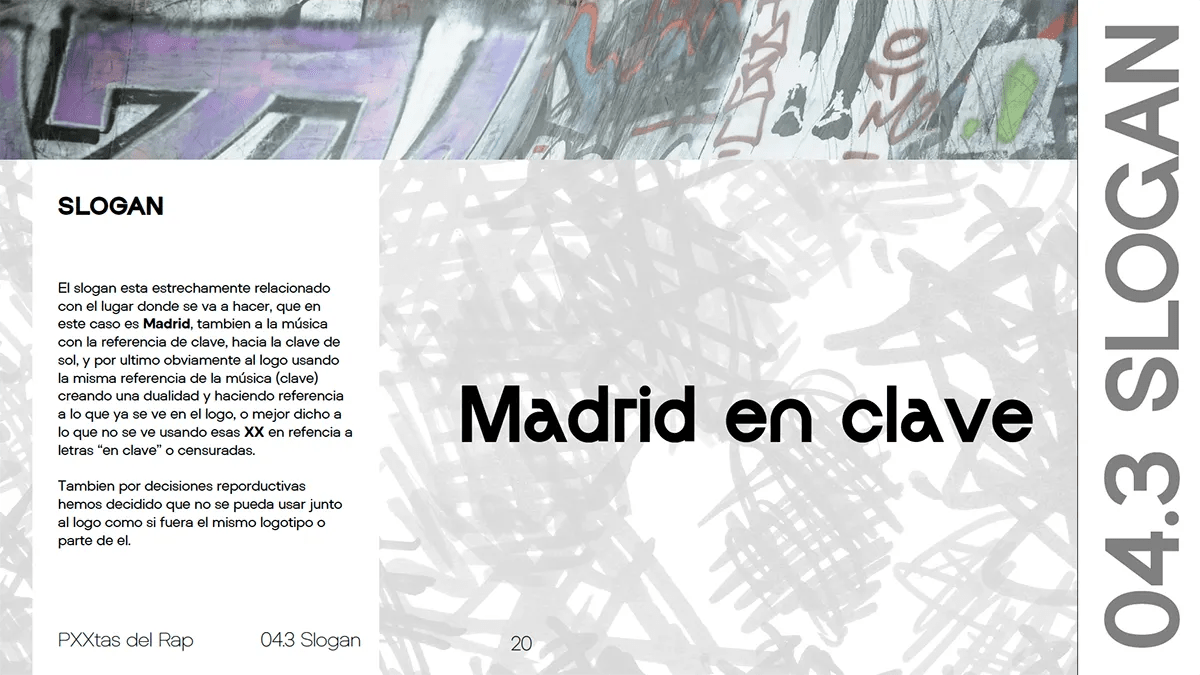 Página del manual de Pxxtas del Rap dedicada al eslogan Madrid en clave, de Gonzalo Martínez Gómez, alumno de Diseño Gráfico y Motion Graphics en TRAZOS