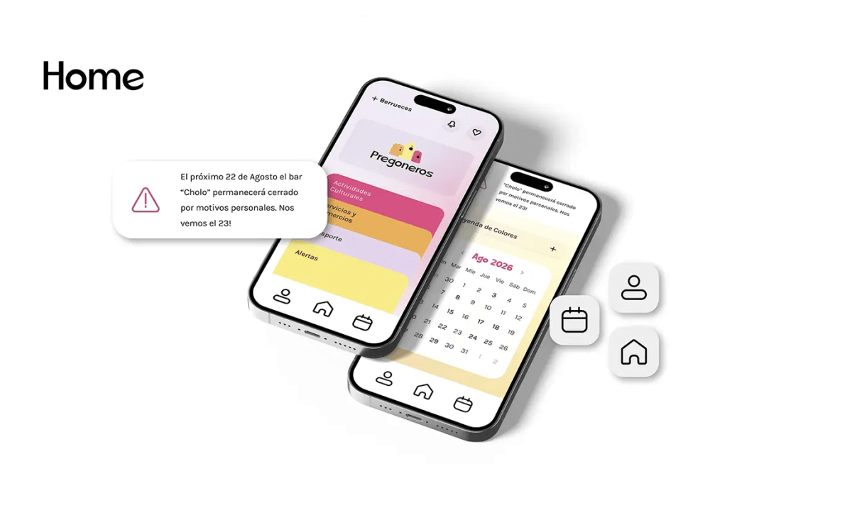 Pantalla de home con notificación de la app Pregoneros, de María Díaz de la Iglesia, alumna de UX/UI/Web en TRAZOS
