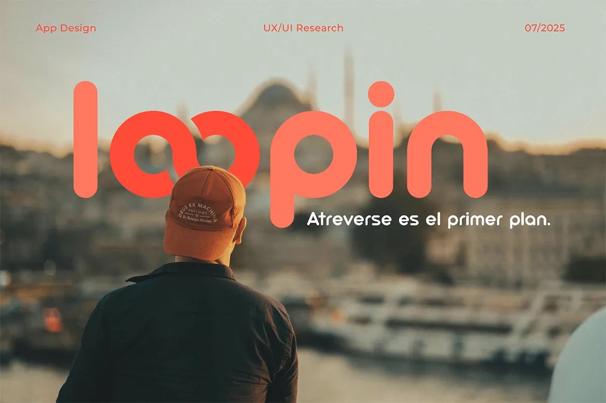 Portada del caso de UX/UI research de la app Loopin, de Maren Alberdi Hernández, alumna de UX/UI/Web en TRAZOS