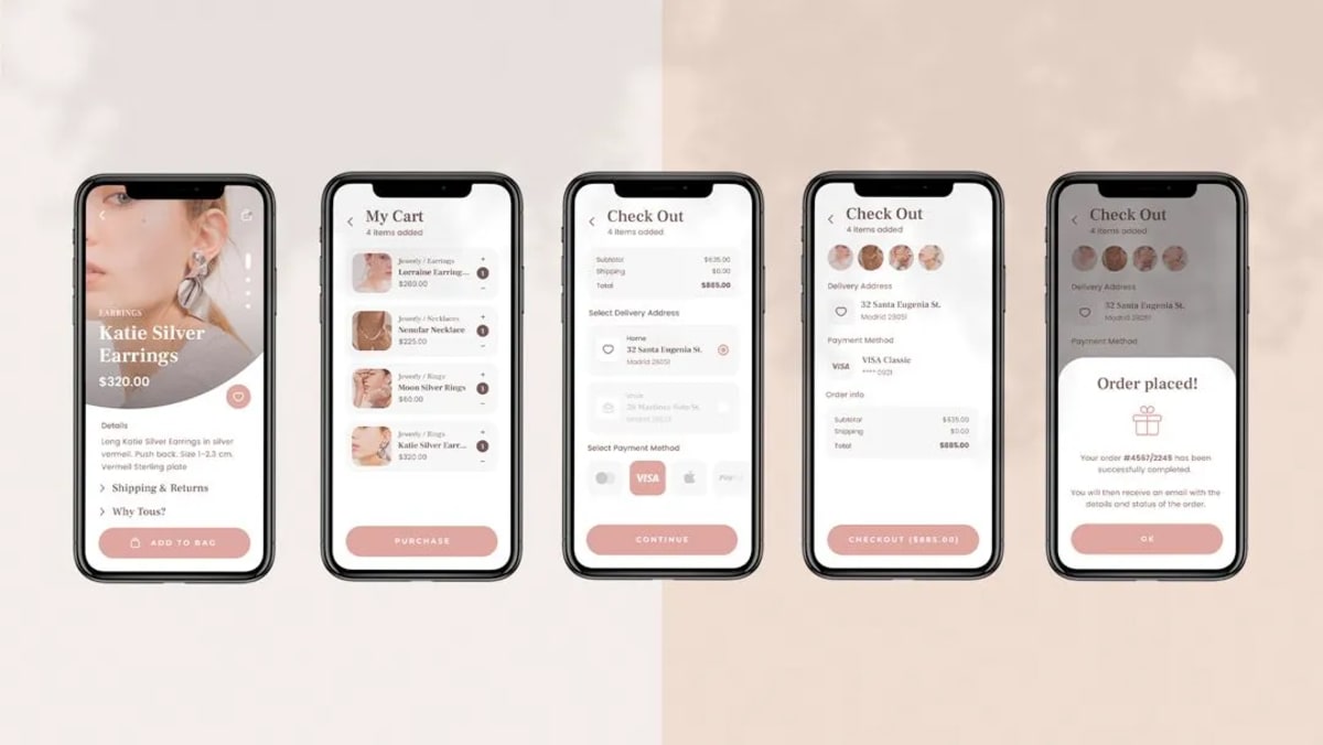 Flujo de compra de la tienda Tous con ficha de producto, carrito y checkout, de Amanay Vicente Padrao, alumna de UX/UI/Web en TRAZOS