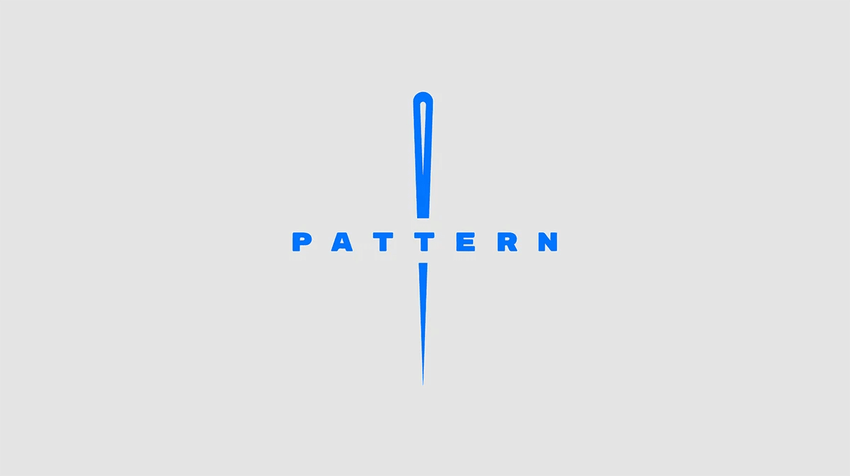 Mockup de tres móviles con la pantalla de inicio, novedades y logotipo de la app de moda Pattern, de Daniel Guijarro Domínguez, alumno de UX/UI/Web en TRAZOS