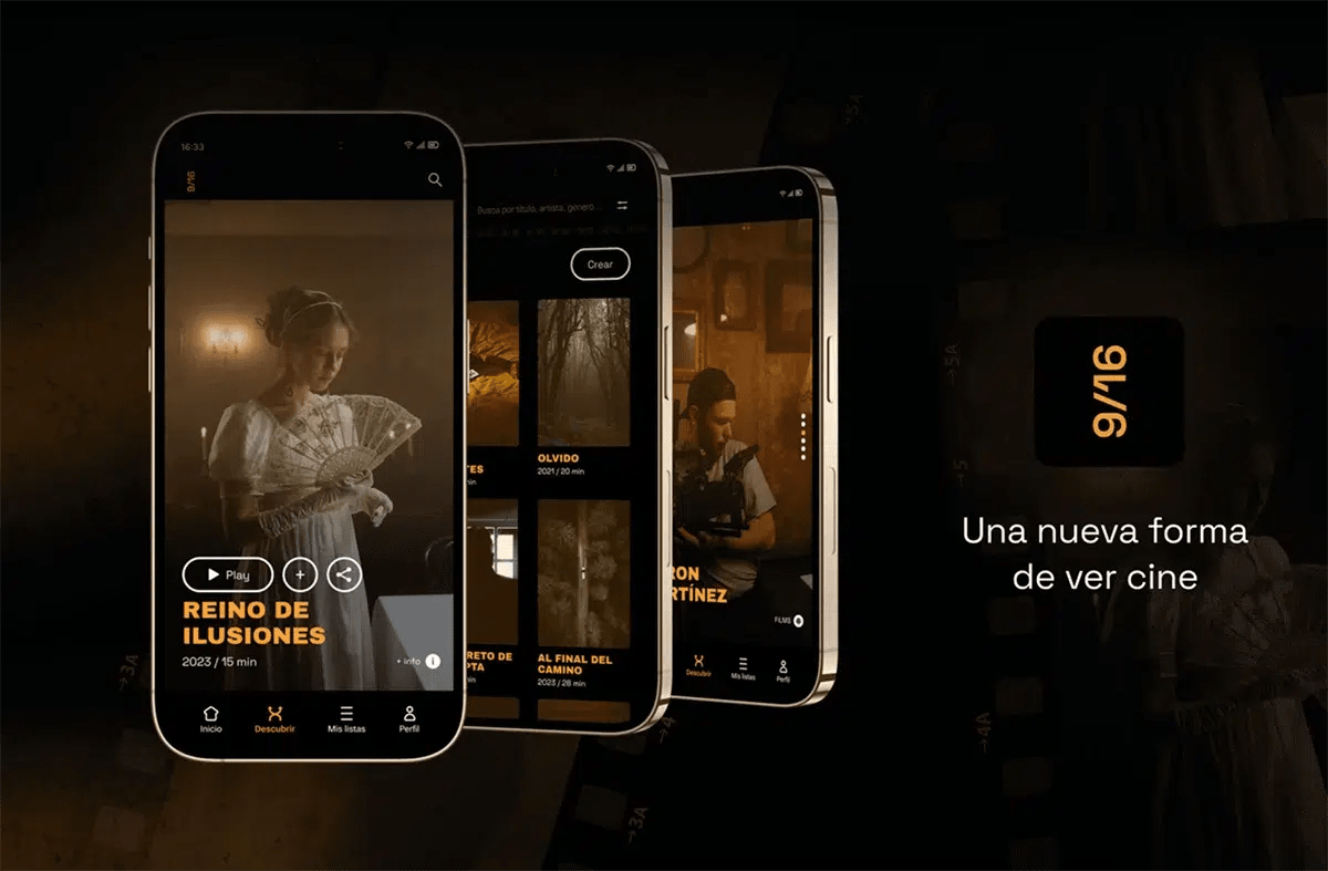 Landing de bienvenida de Moodyplan con ilustración de atardecer y botones de descarga, de Esther García Ventosa, alumna de UX/UI/Web en TRAZOS
