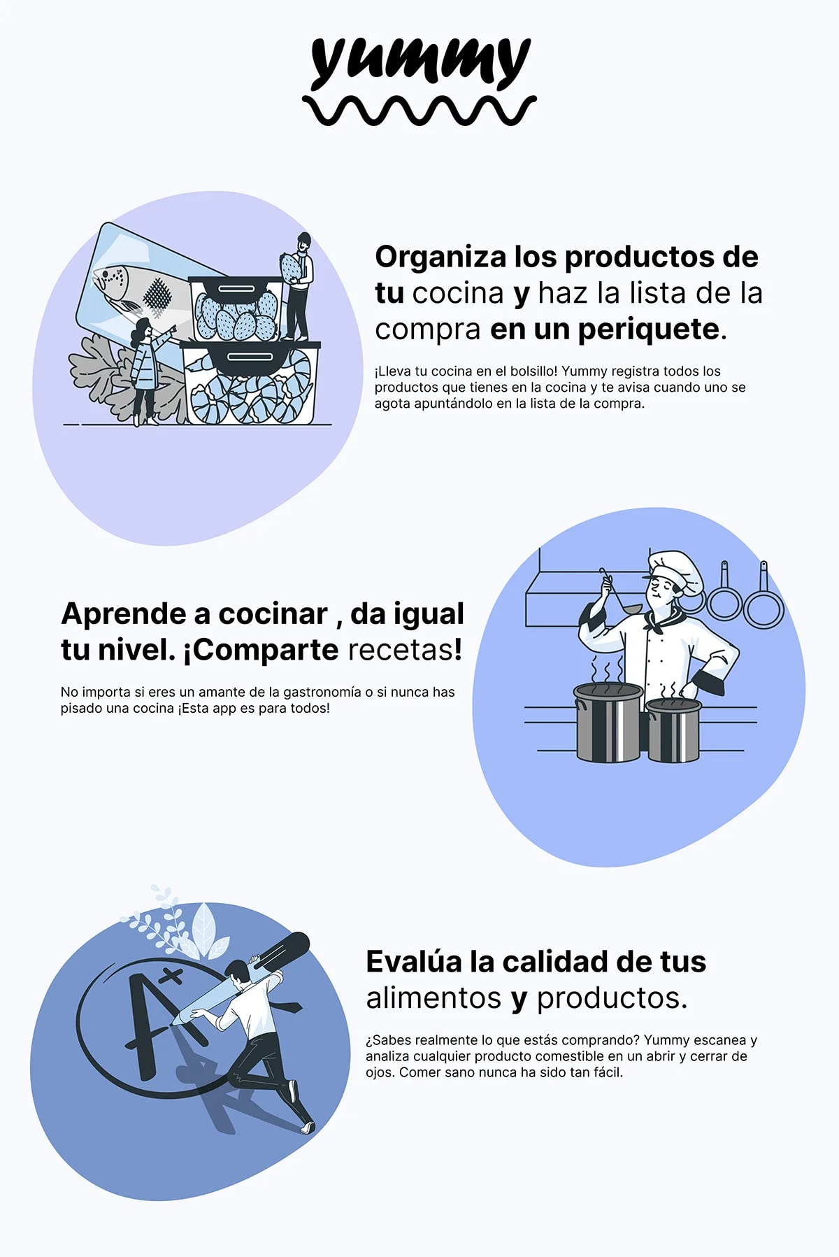 Funcionalidades de Yummy: organizar la cocina, aprender a cocinar y evaluar la calidad de los alimentos, de Iman Rita Drissi Collado, alumna de UX/UI/Web en TRAZOS