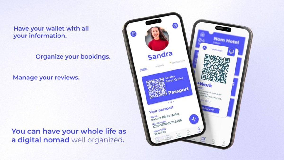Pantallas de wallet y perfil de usuario de la app nomad, de Mireya Calduch Pérez, alumna de UX/UI/Web en TRAZOS