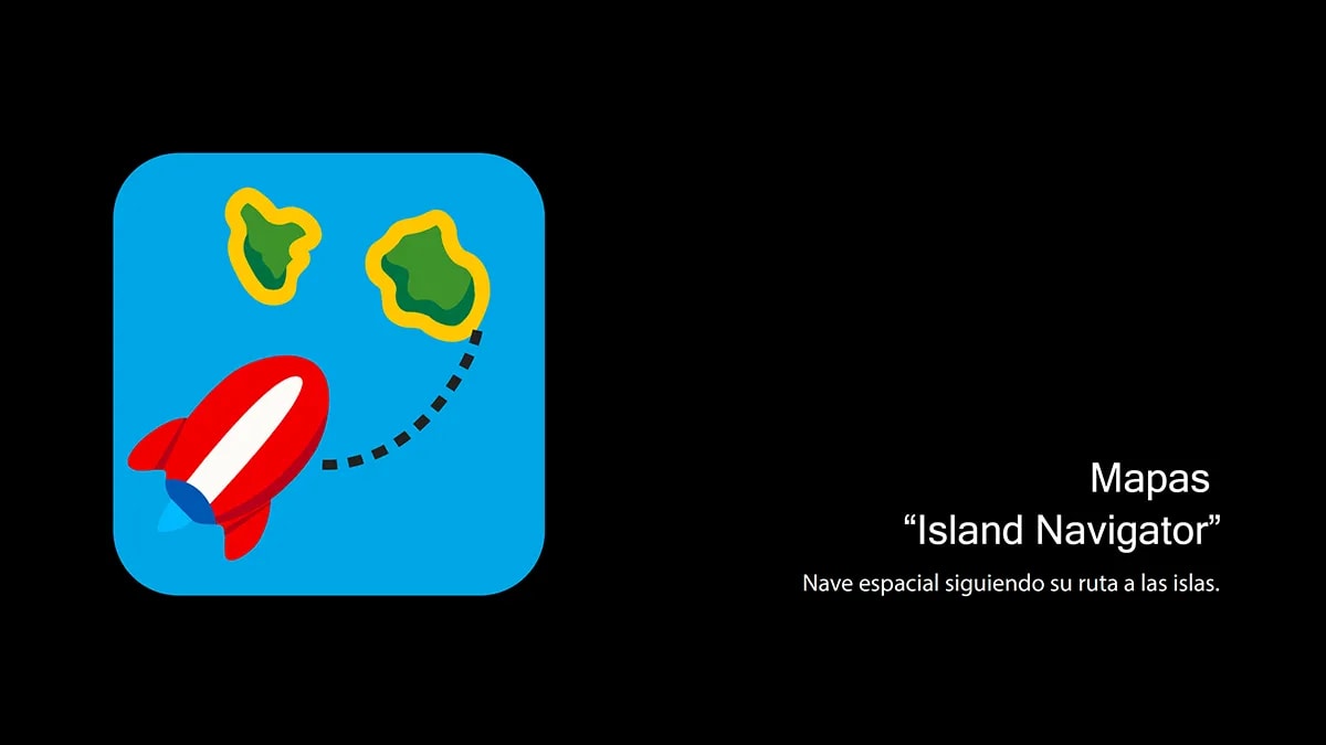 Icono de iOS de la app Mapas rediseñado con una nave espacial e islas en el proyecto Lilo y Stitch, de Andrea López Cardeña, alumna de Diseño Gráfico y Motion Graphics en TRAZOS