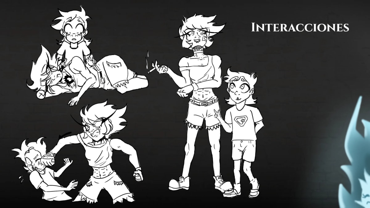 Hoja de interacciones entre los personajes, en línea, de Mariana Álvarez Mora, alumna de Ilustración y Animación 2D en TRAZOS