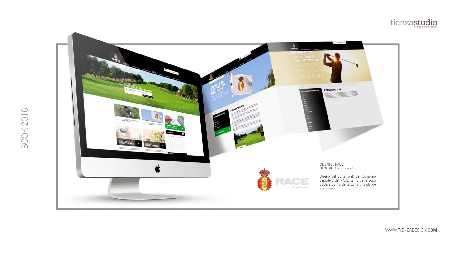 Diseño del portal web del complejo deportivo del RACE, trabajo de José Luis Tienza, profesor de Diseño UX/UI de TRAZOS, escuela de arte digital en Madrid
