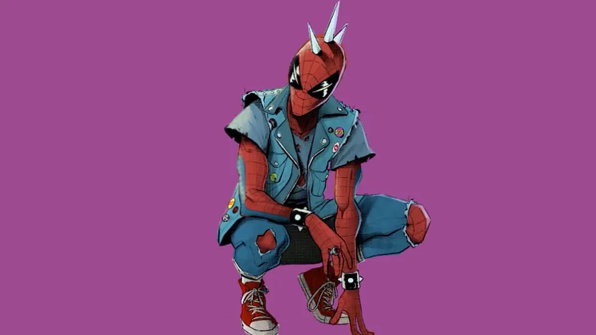Ilustración del personaje Spider-Punk de estilo cómic, trabajo de Nelson Cabrera, profesor de Ilustración de TRAZOS, escuela de arte digital en Madrid