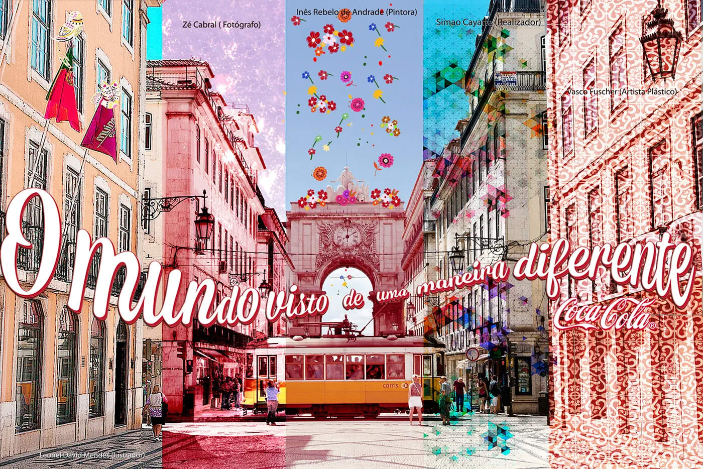 Montaje fotográfico e ilustración para la campaña de Coca-Cola en Lisboa, trabajo de Rafael Quílez, profesor de Retoque Digital y Dirección de Arte de TRAZOS, escuela de arte digital en Madrid