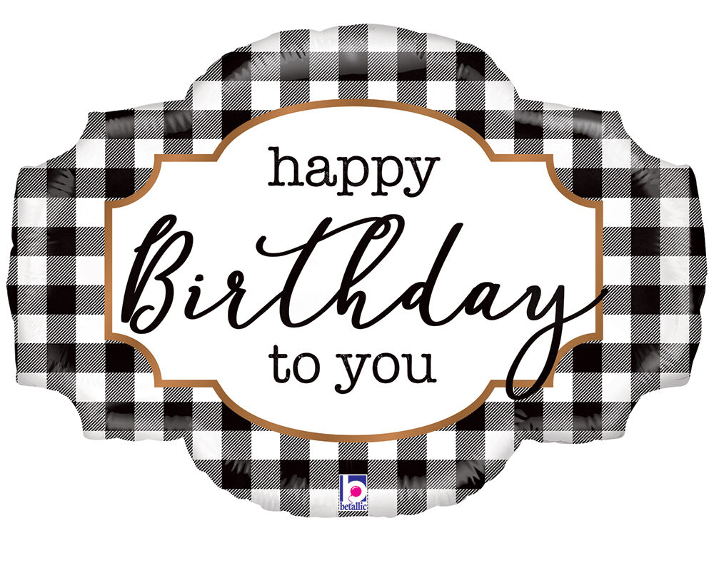 32 Black & White Buffalo Plaid Birthday