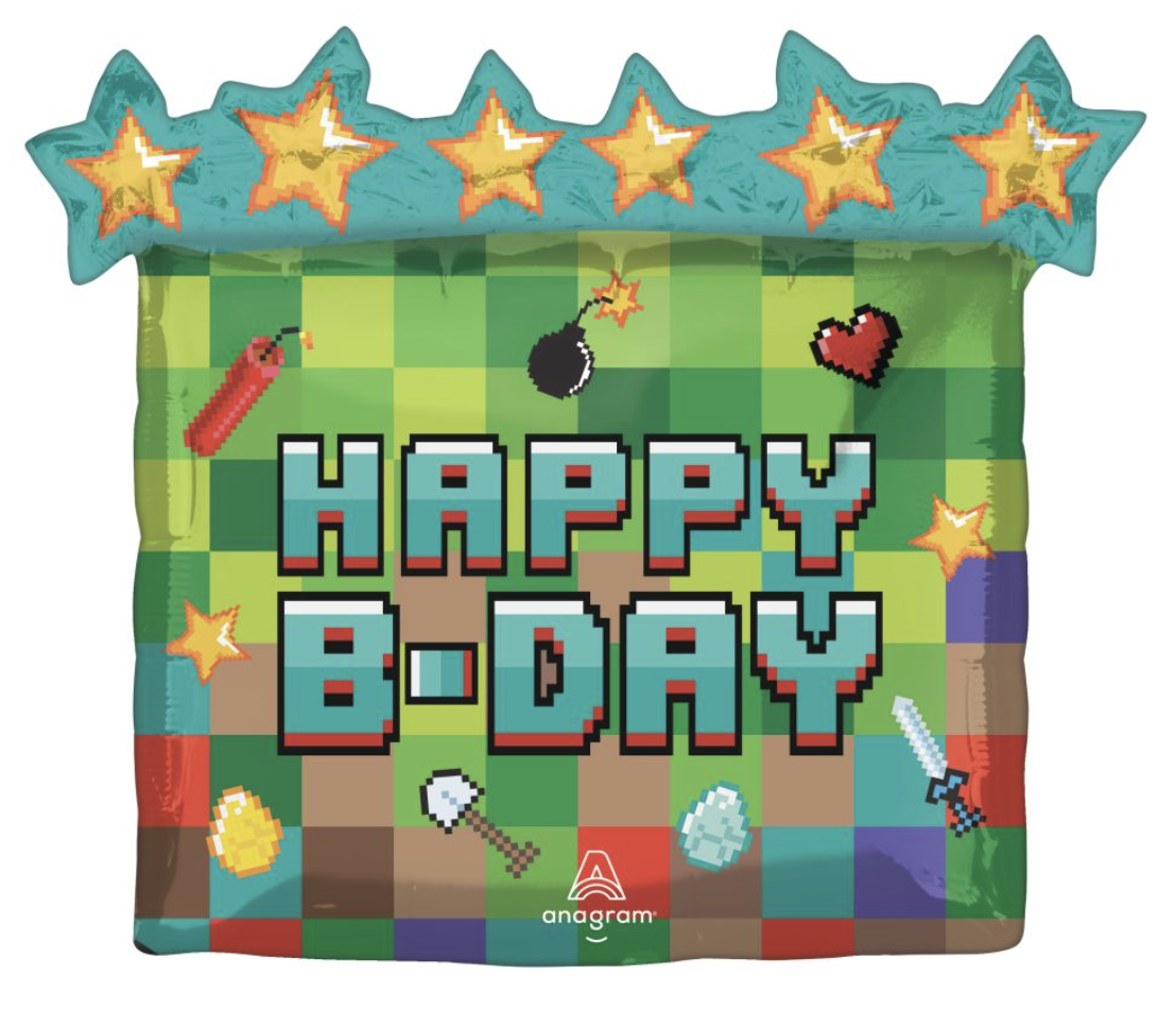 Happy B-Day Pixel Shape Foil Balloon