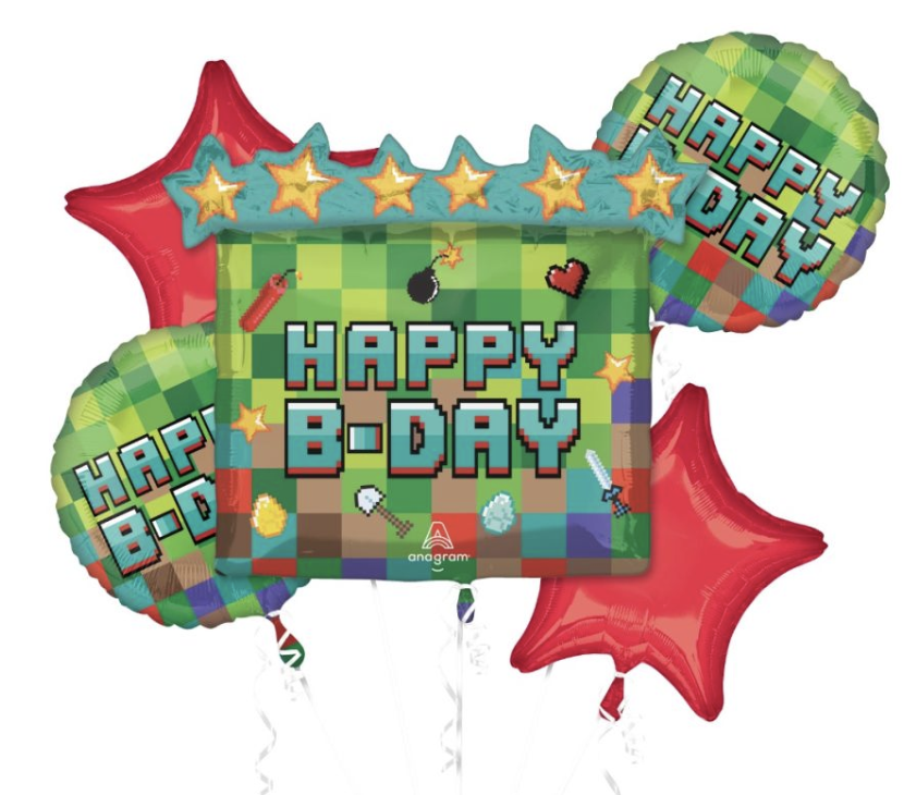Minecraft Birthday Balloon Bouquet