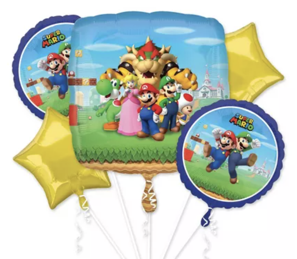 Mario Brothers Foil Balloon Bouquet
