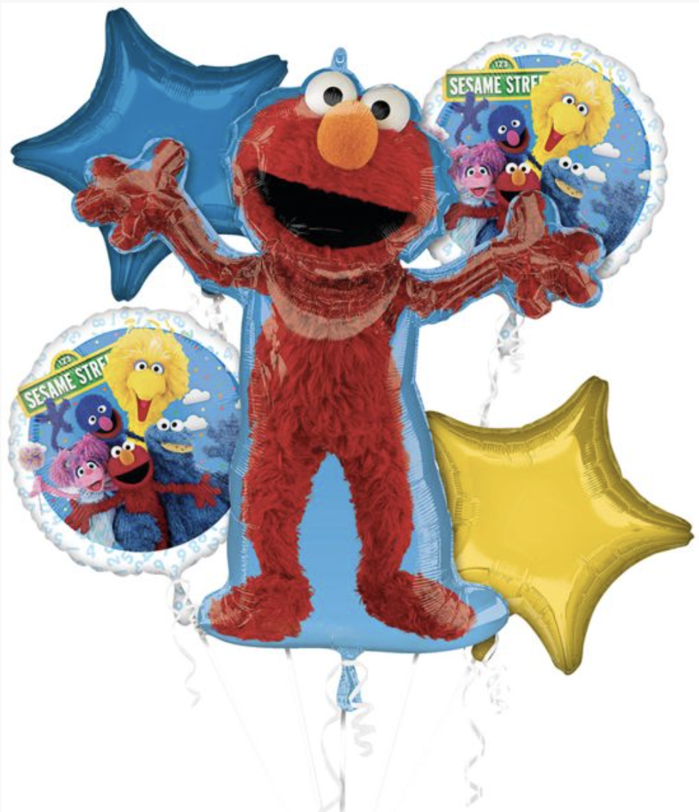 Sesame Street Elmo Mylar Balloon Bouquet Inflated with Weight