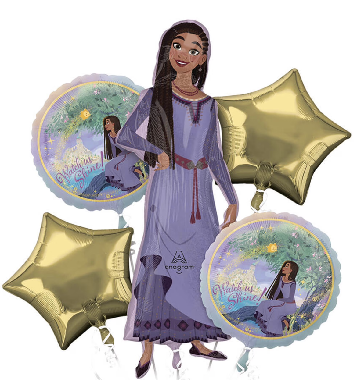 Disney Wish Metallic Balloon Bouquet, 5-Piece Set