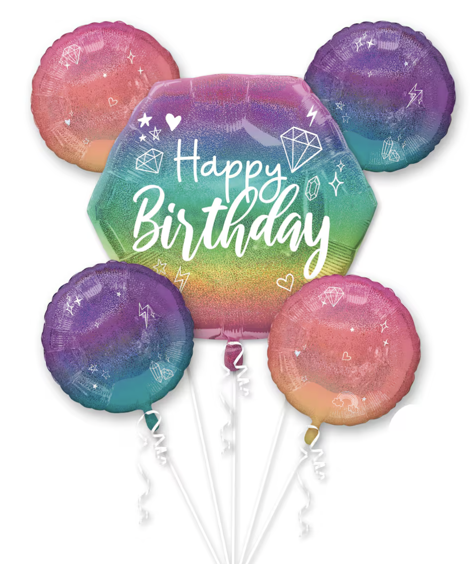 Sparkle Birthday 5-Piece Foil Balloon Bouquet