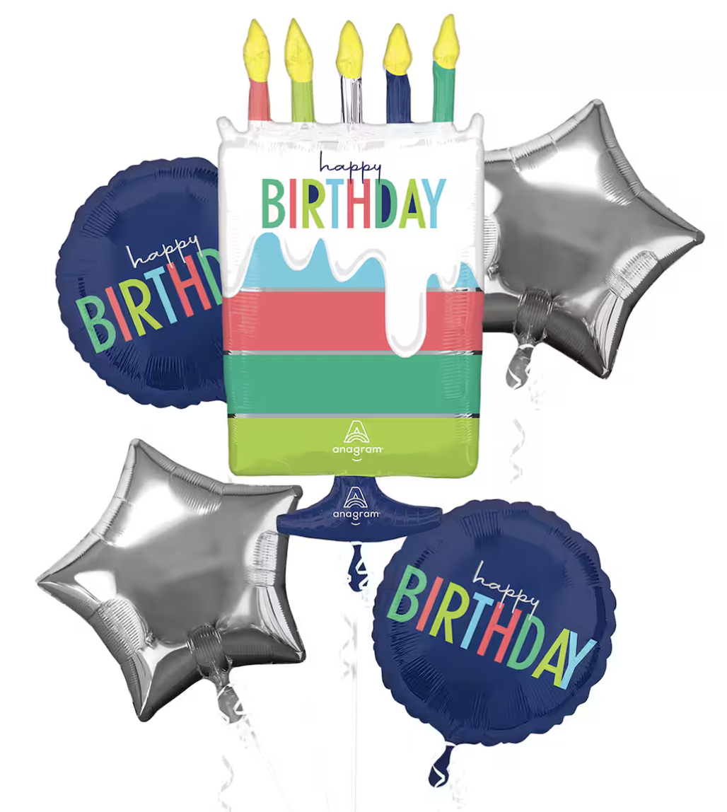 Modern Birthday 5-Piece Foil Balloon Bouquet