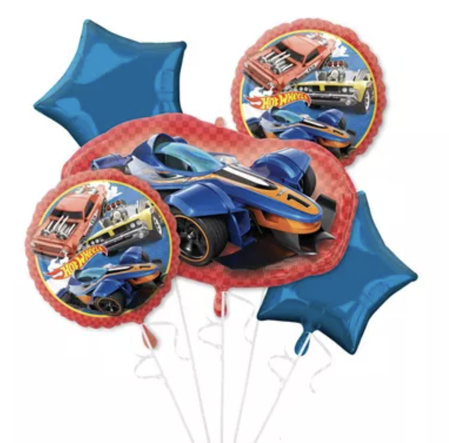 Hot Wheels Foil Balloon Bouquet, 5pc