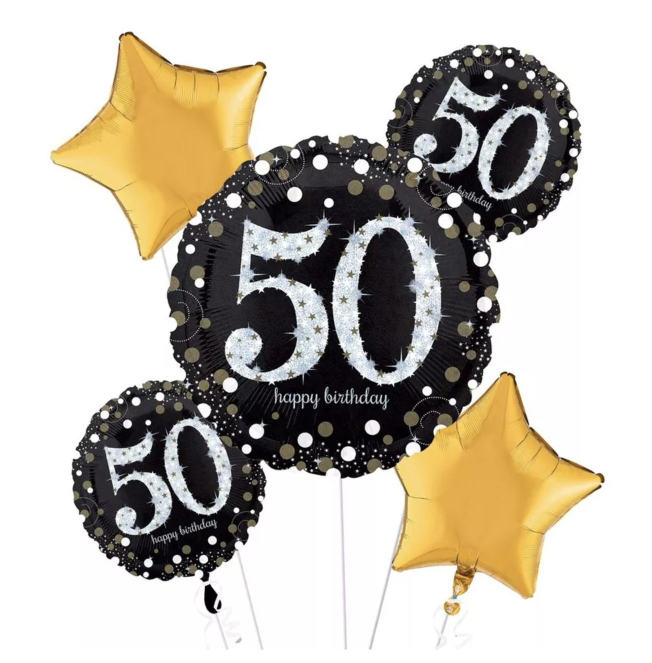 Sparkling Celebration 50th Birthday Foil Balloon Bouquet, 5pc