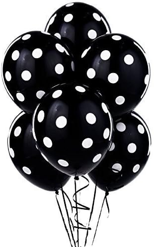 Black Polka Dots Latex Balloons 8ct