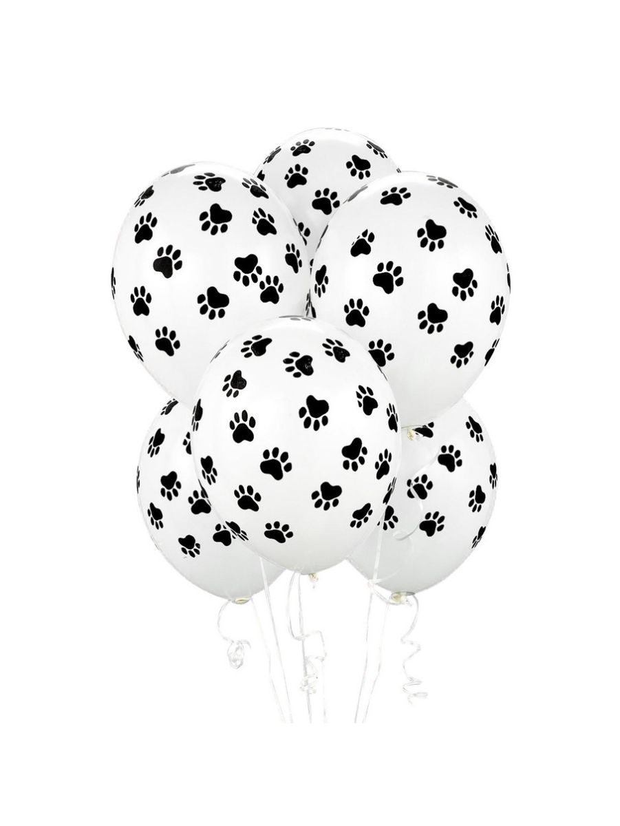 Pet Paws White Latex Balloons 6ct