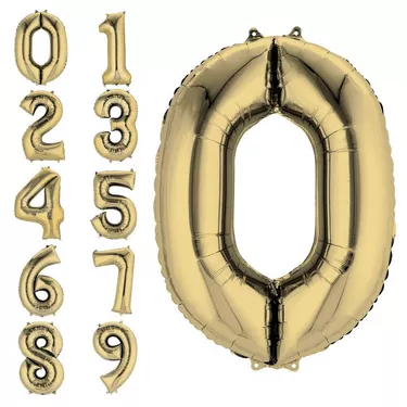 Gold Number Balloons