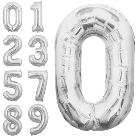  Silver Number Balloons