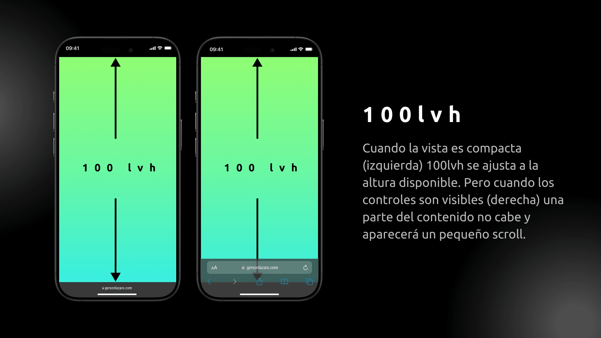 Ejemplo de 100lvh en viewport pequeño y viewport grande