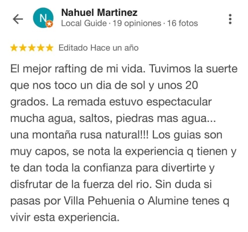 Comentario valorando la atención del equipo de guías