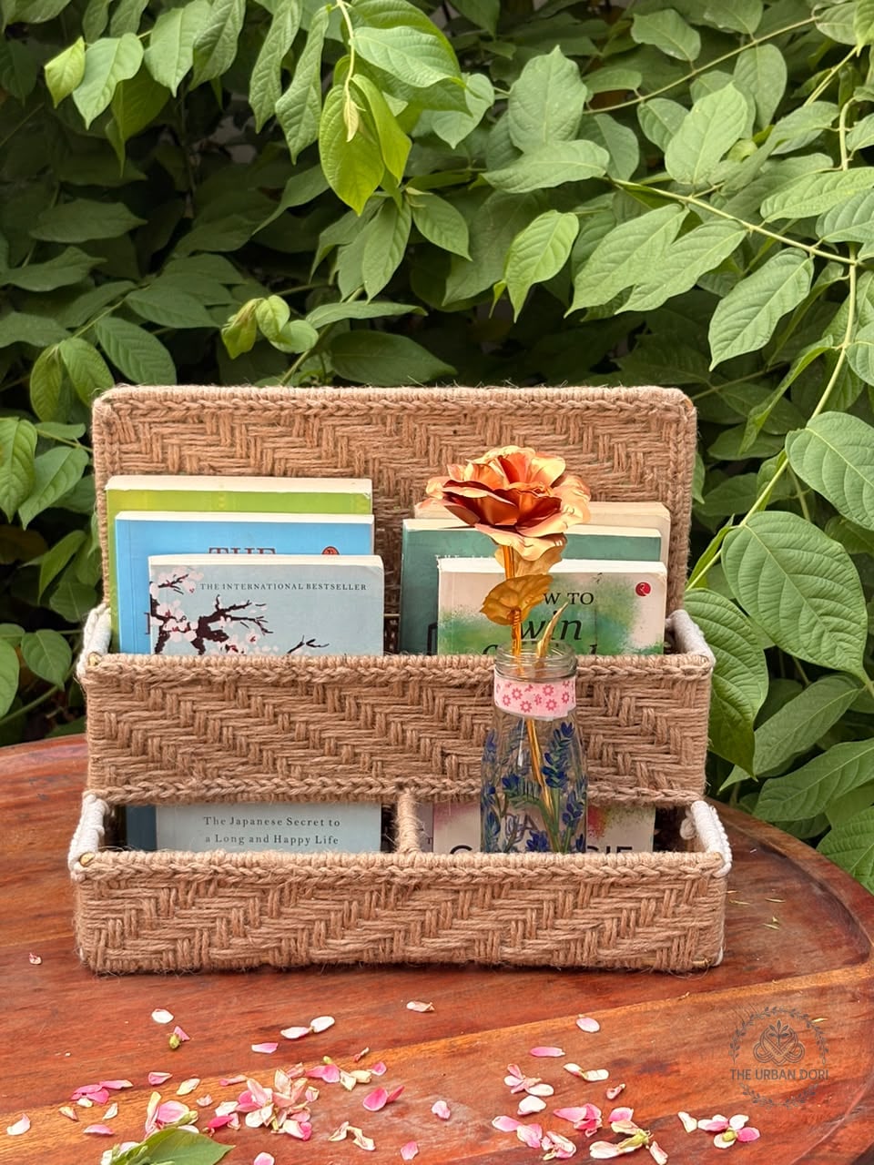 Jute Desk & Book Organiser — handcrafted jute by The Urban Dori