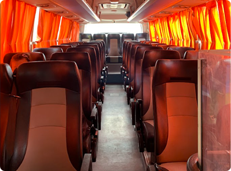 45 seater executive coach — cabin interior, central aisle and seating