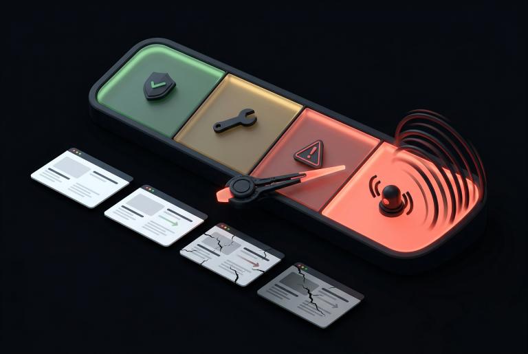 Auswertung der Redesign-Checkliste — von grün (ok) bis rot (sofortiges Redesign nötig)