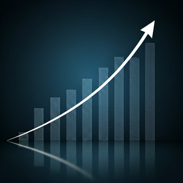 Financial growth charts on a screen