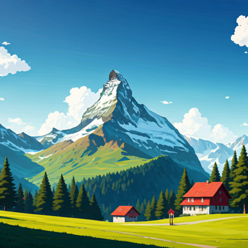 Modern minimalist office interior in Zurich overlooking the Alps