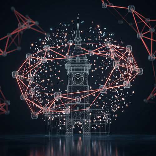 Zug & Crypto Valley — futuristische Webagentur-Visualisierung mit Coral-Glow