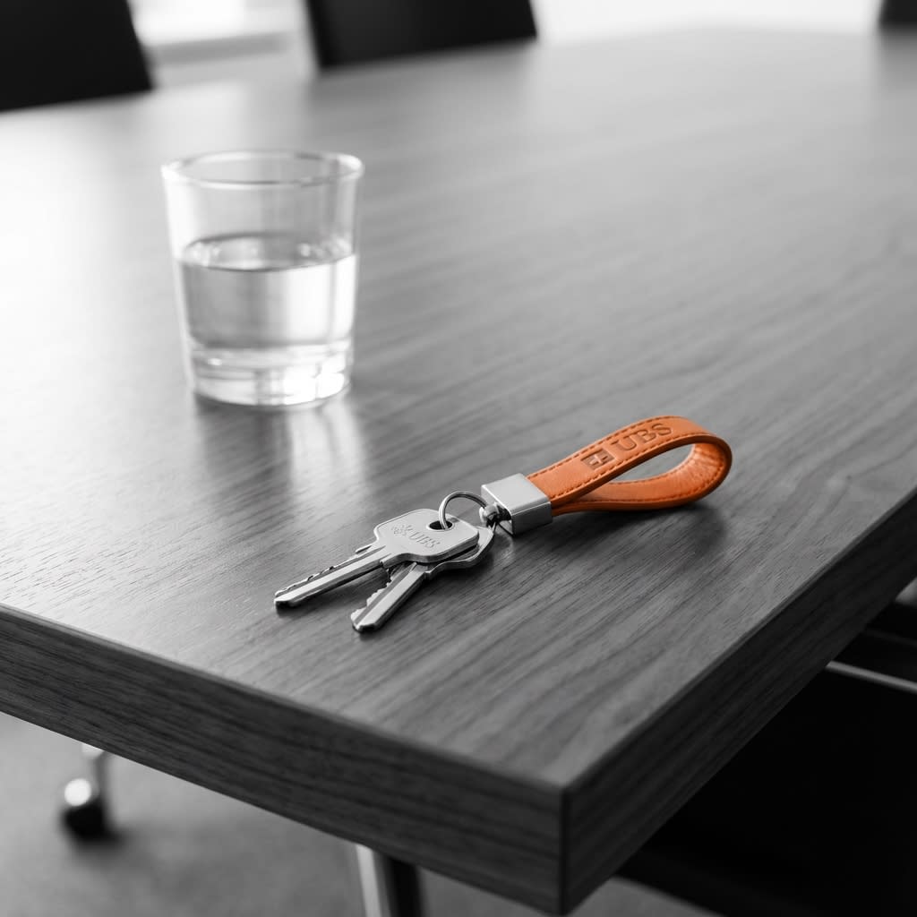 Swiss house keys on a desk