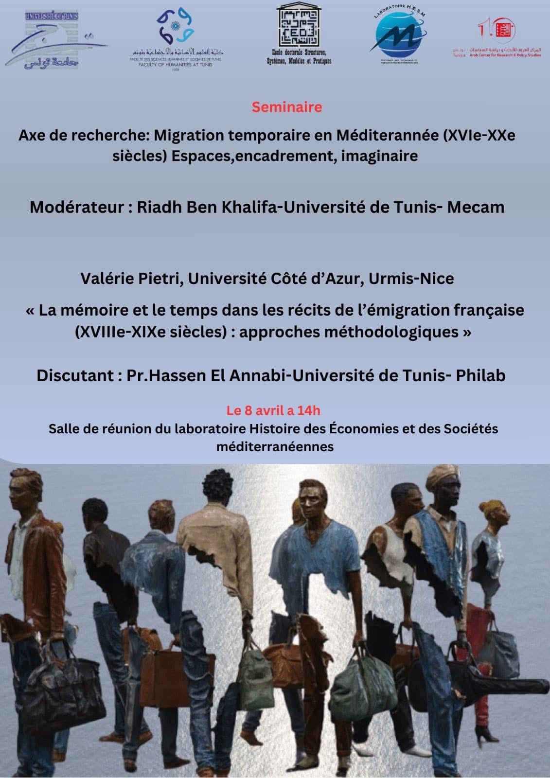 Affiche de La mémoire et le temps dans les récits de l'émigration française (XVIIIe-XIXe) : approches méthodologiques