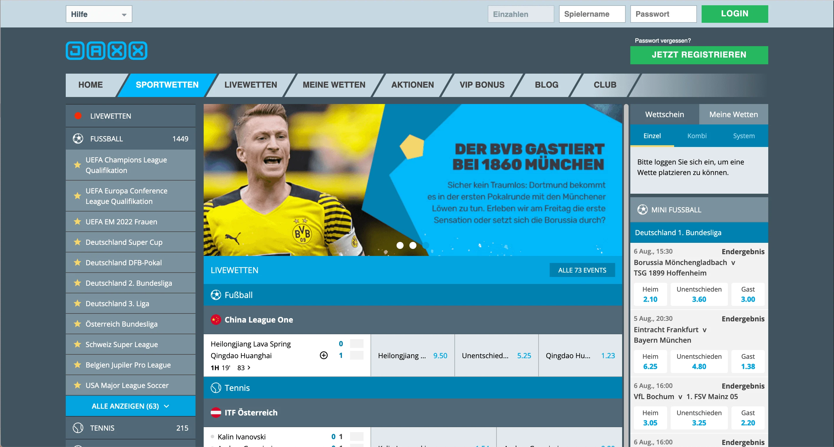 JAXX Sportwetten Mainpage