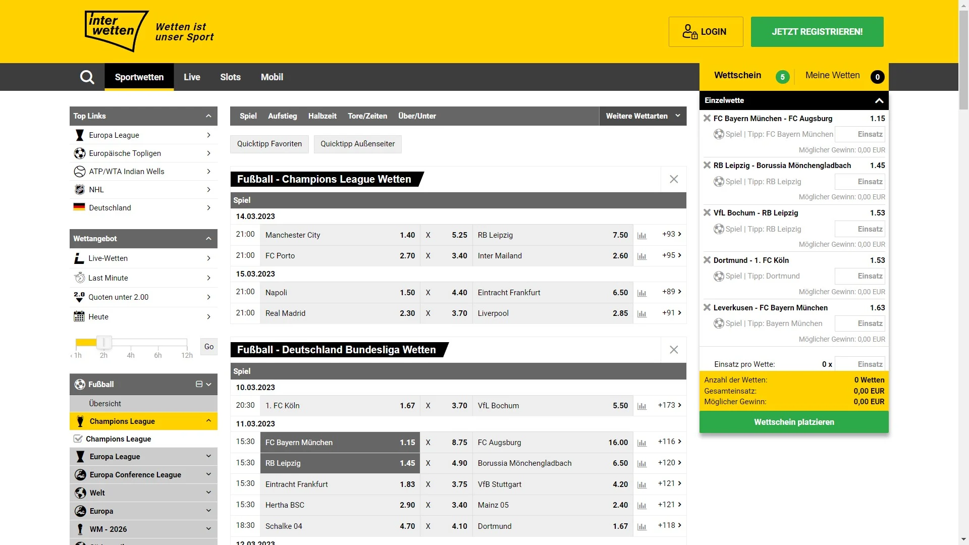 Interwetten Sportwetten Fußballwetten Desktop